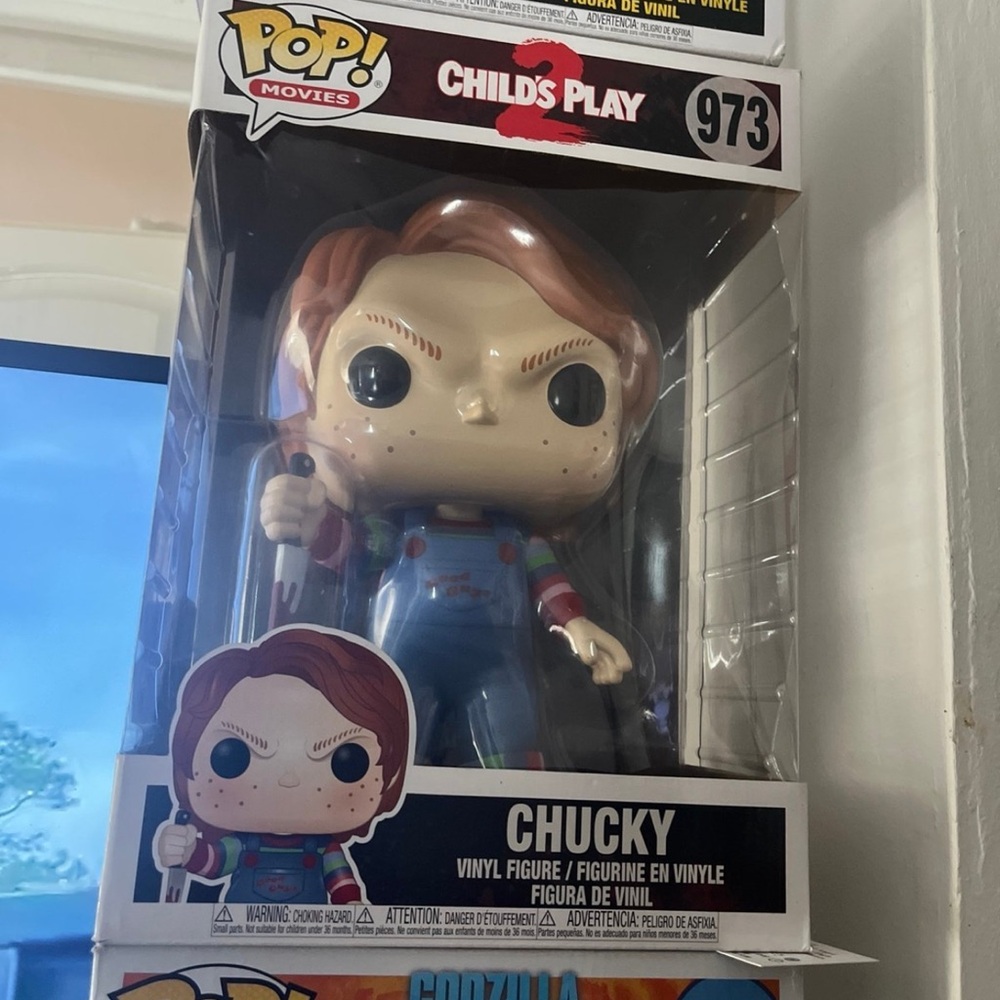 Funko Pop! Chucky Figure with Red Hair and Blue Outfit